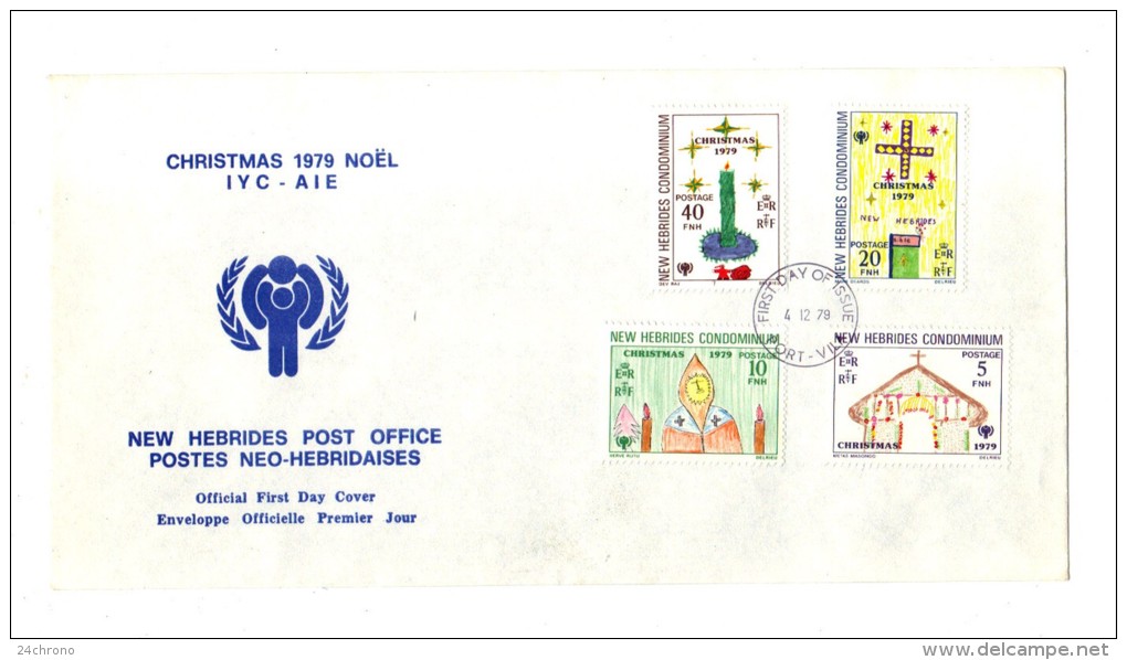 Premier Jour D´ Emission, FDC: Nouvelles Hebrides, Port Vila, Christmas, Noel, 1979, IYC-AIE, 04-12-79 (13-2973) - FDC