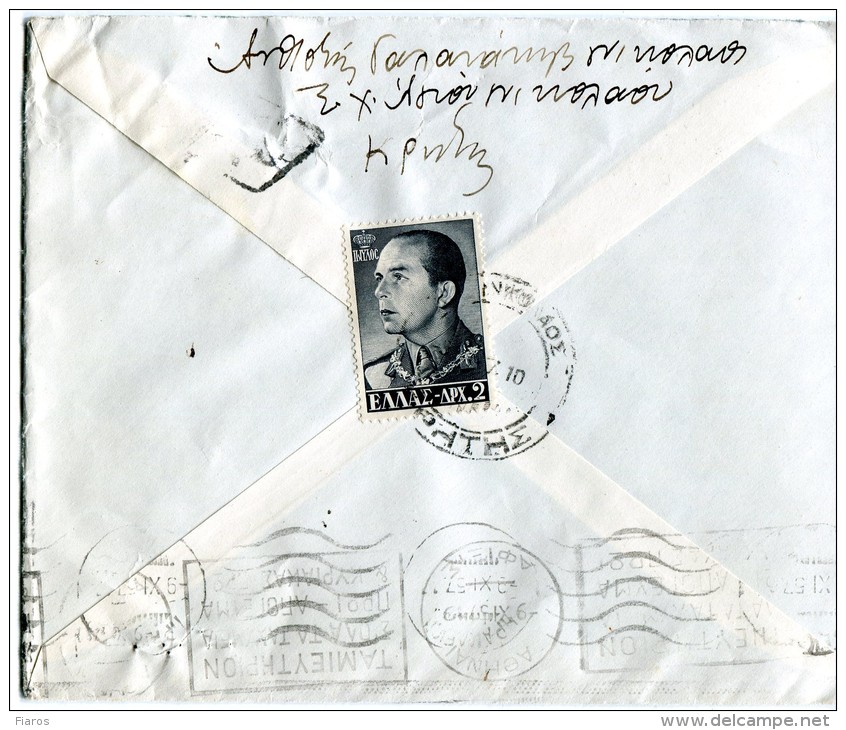 Greece-Military Postal History- Cover From Warrant Officer-Agios Nikolaos-Crete [3.11.1957 XXIII, Ar 9.11 Propaganda Pk] - Maximum Cards & Covers