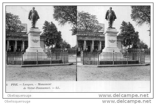 PISE PISA LUCQUES MONUMENT VICTOR EMMANUEL  CARTE STEREO LL N ° 4 AVANT 1905 - Pisa