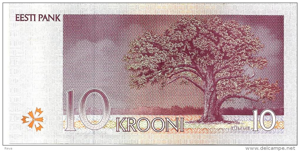 ESTONIA 10 KROONI RED MAN FRONT TREE MOTIF BACK  DATED 1994(ISSUED1997) 77a UNC READ DESCRIPTION - Estonia