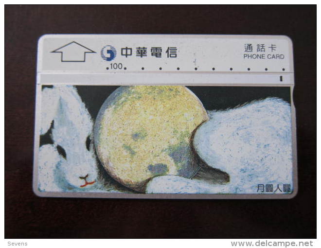 Taiwan L&Gyr Optical Phonecard,Rabbit And Moon,used Not In Very Good Condition ,CN:633E - Lapins