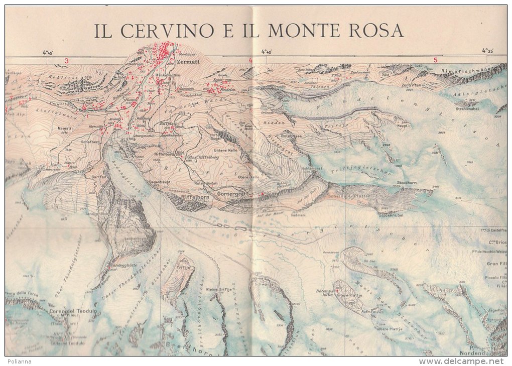 C1077 - CARTINA - CARTA ZONE TURISTICHE ITALIA Touring Club - IL CERVINO E IL MONTE ROSA - Topographische Karten