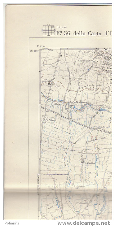 C1085 - CARTINA TOPOGRAFICA - CARTA D'ITALIA ISTITUTO GEOGRAFICO MILITARE 1966 - F.:56  CALUSO/ALPINISMO - Topographische Karten