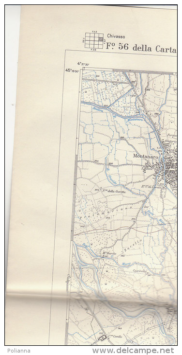 C1088 - CARTINA TOPOGRAFICA - CARTA D'ITALIA ISTITUTO GEOGRAFICO MILITARE 1966 - F.:56  CHIVASSO/ALPINISMO - Topographische Karten