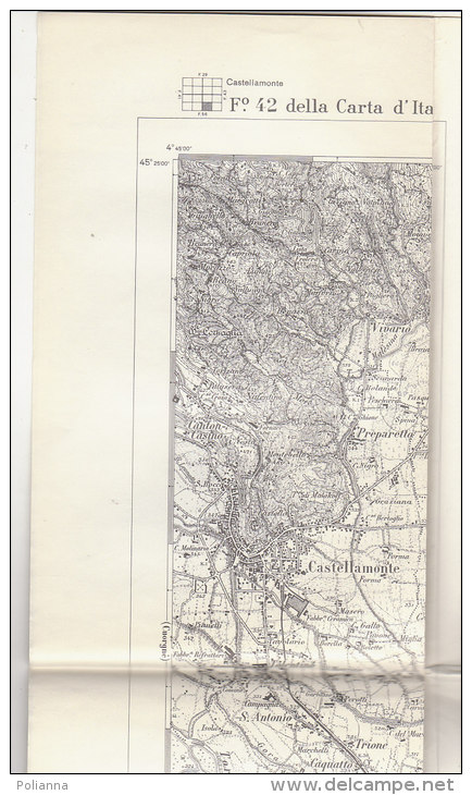 C1090 - CARTINA TOPOGRAFICA - CARTA D'ITALIA ISTITUTO GEOGRAFICO MILITARE 1967 - F.:42 CASTELLAMONTE/ALPINISMO - Topographische Karten