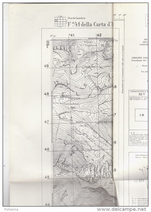 C1093 - CARTINA TOPOGRAFICA - CARTA D'ITALIA ISTITITUTO GEOGRAFICO MILITARE Anni '60 - F.:41 GRANDE SASSIERE/ALPINISMO - Topographische Karten