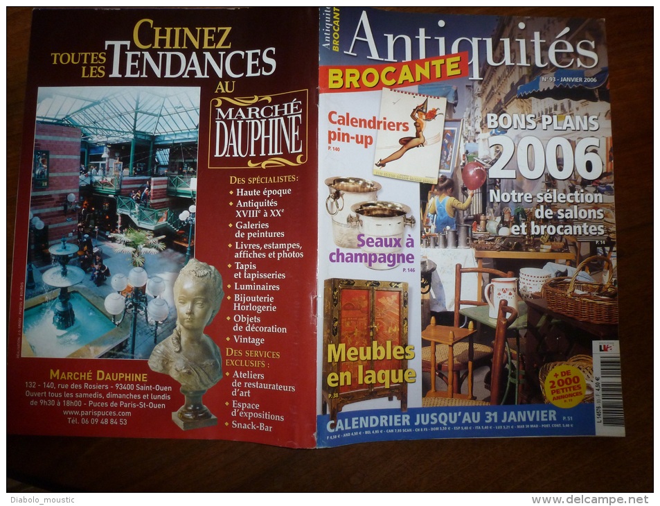 N° 93 De Janvier  2006  Revue ANTIQUITES-BROCANTE  Calendriers PIN-UP;Seaux à Champagne;Meubles En Laque....etc... - Brocantes & Collections