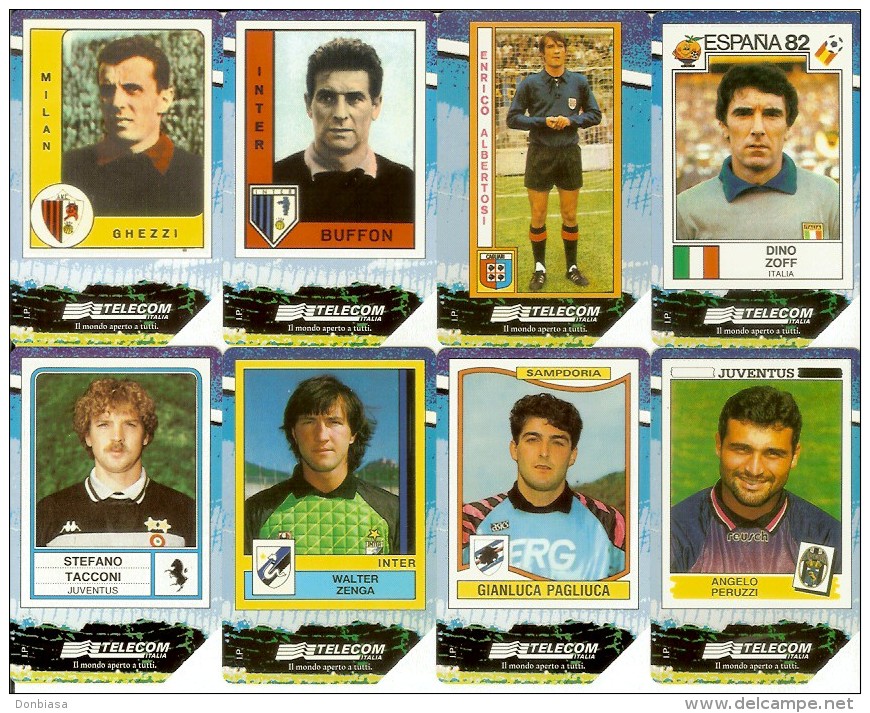 31/12/2001: I Grandi Portieri Della Serie A Panini, Serie Cpl 8 Tessere Telefoniche Telecom In Folder Calcio Zoff Buffon - Publiques Publicitaires