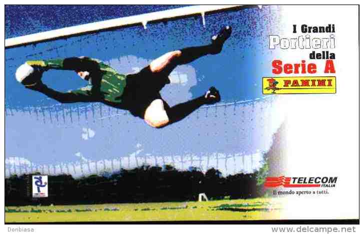 31/12/2001: I Grandi Portieri Della Serie A Panini, Serie Cpl 8 Tessere Telefoniche Telecom In Folder Calcio Zoff Buffon - Publiques Publicitaires