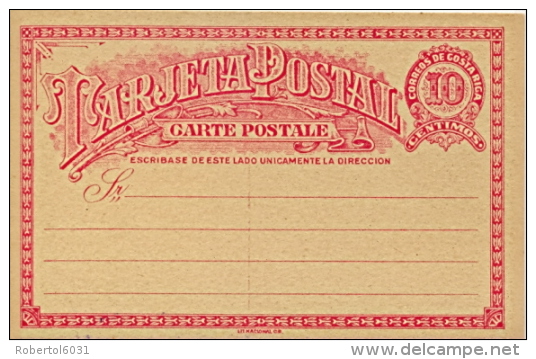Costa Rica Postal Stationery Postcard 10 Cent. Unused - Costa Rica