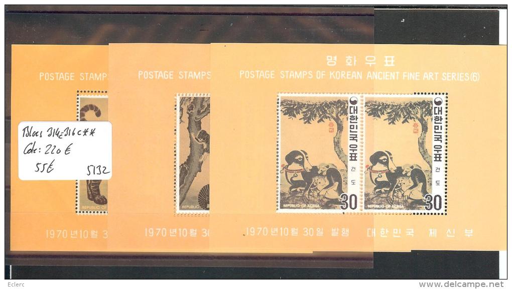 SUD KOREA  - No Michel 3 BLOCS 314c-316c ** ( SANS CHARNIERE  )   - COTE: 220 € - Korea (...-1945)