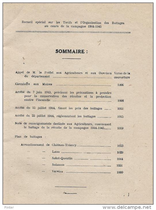 BULLETIN D´INFORMATIONS Et RECUEIL DES ACTES ADMINISTRATIFS - Tarif Et Organisation Des BATTAGES - 1944 - Décrets & Lois