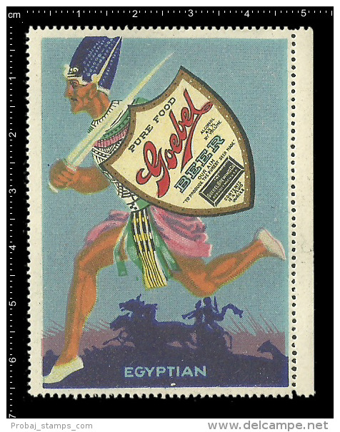 Old Original German Poster Stamp (advertising Cinderella, Reklamemarke) Goebel Beer - Brewery Bier Egyptian Brauerei - Bier