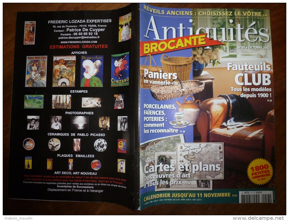 N° 57 De Octobre  2002  ANTIQUITES-BROCANTE : Fauteuils CLUB ; Paniers En Vannerie; Cartes Et Plans ....etc... - Verzamelaars