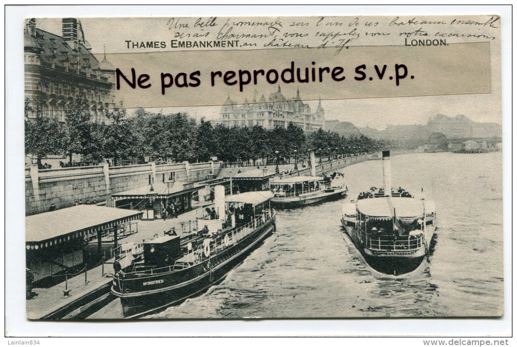 - LONDON - THAMES EMBARQUEMENT - Boats, En 1907, Rare, écrite, Très Bon état, Scans. - River Thames