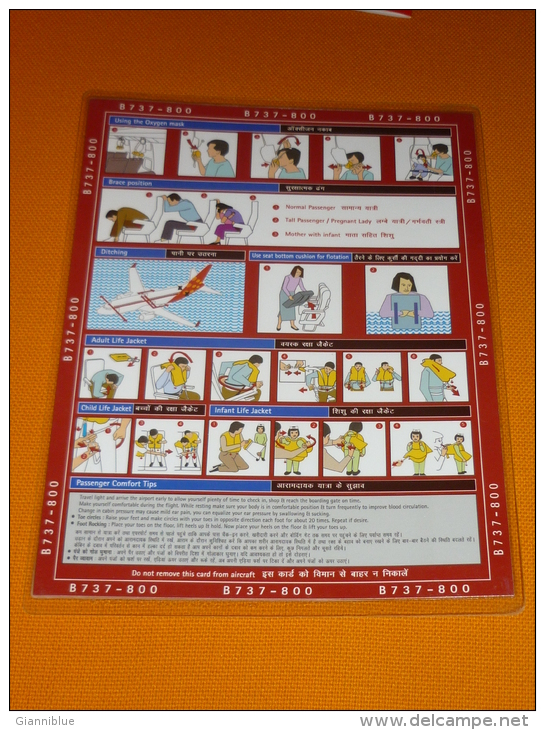 India SpiceJet Safety Card Boeing B737-800 - Consignes Sécurité/safety Card - Safety Cards