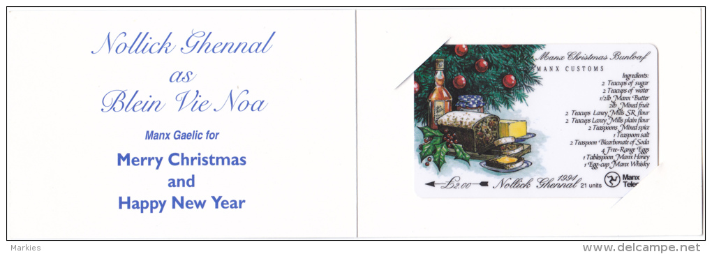 Phonecard Merry Christmas & Happy New Year (Mint,New) With Folder Only 6000 Made Rare ! - Man (Ile De)