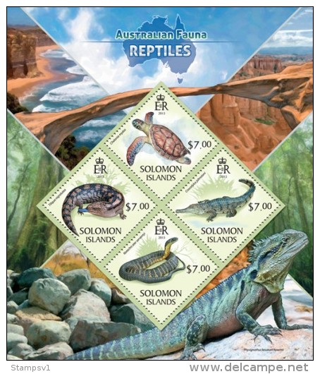 Solomon Islands. 2013 Reptiles. (412a) - Turtles