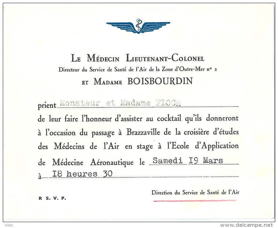 Brazzaville Service De Santé De L'Air Médecin Lieutenant-Colonel - Documents Historiques