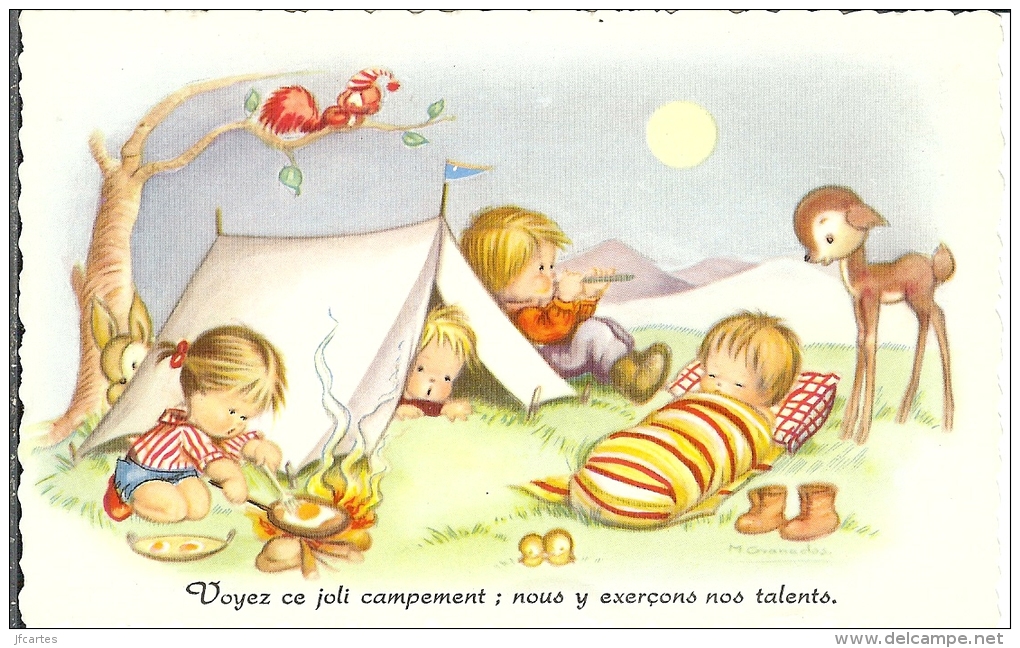 Th - Enfants - "Voyez Ce Joli Campement : Nous Y Exercons Nos Talents" - Humorvolle Karten