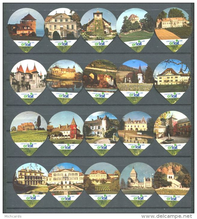 224 - Chateaux Viticoles - Serie Complete De 20 Opercules Suisse Orlait - Opercules De Lait