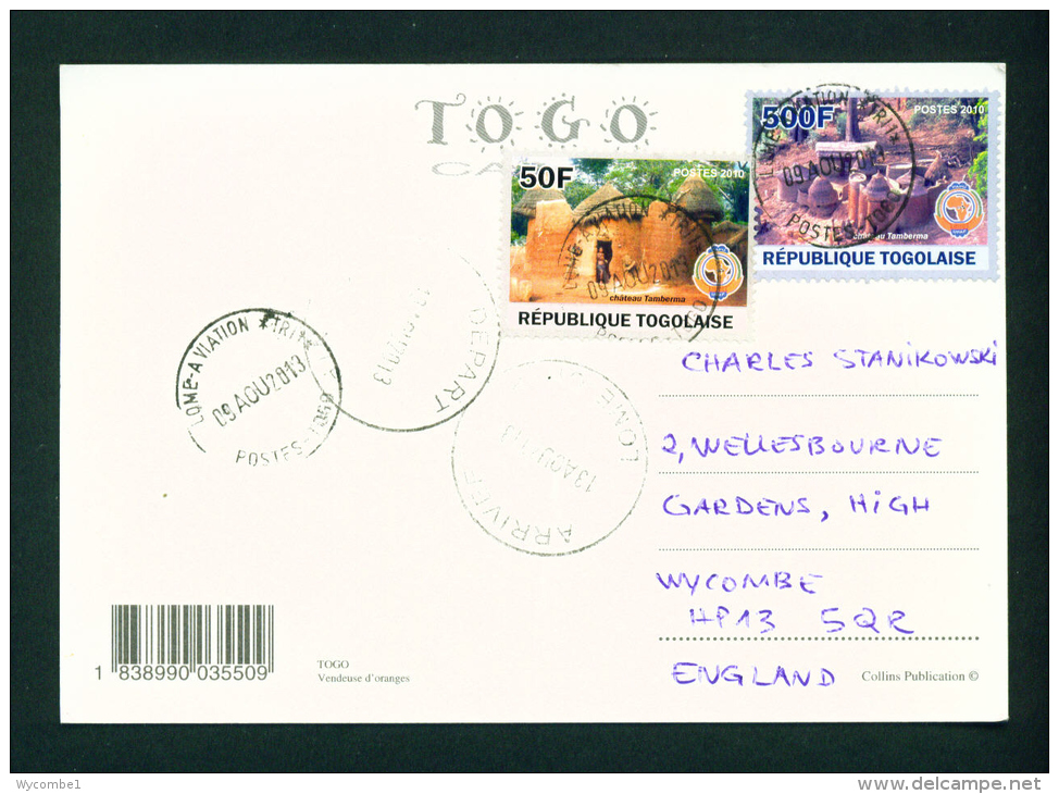 TOGO - Orange Vendor Postcard Mailed To The UK As Scans - Togo