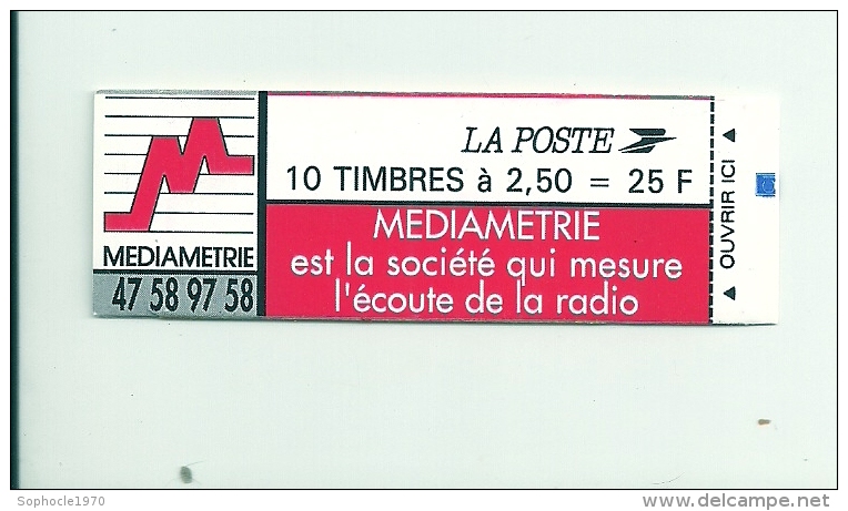 Médiamétrie Société Qui Mesure L'écoute De La Radio -  10 Timbres à 2,50 F - Conmemorativos