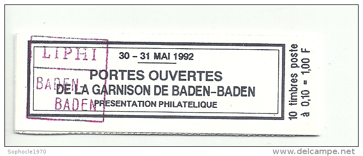 30-31 Mai 1992 - ALLEMAGNE - BADEN-BADEN - Portes Ouvertes à La Garnison 1à Timbres à 0,10 = 1 F - Conmemorativos