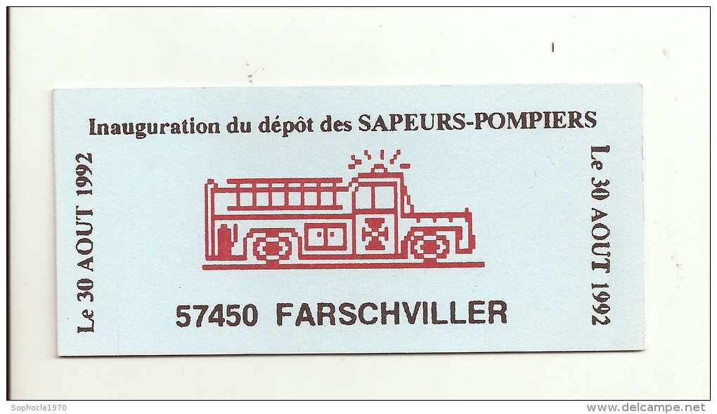 LORRAINE - 57 - MOSELLE - FARSCHVILLER - Inauguration Du Dépôt De Sapeurs Pompiers Le 30 Août 1992 - 10 Timbres à 0,10 F - Commemoratives