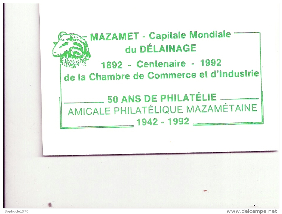 MIDI PYRENEES - 81 - TARN - MAZAMET - Ville Fleurie - Philextarn - Novembre 1992 - 10 Timbres Dont Deux Affranchis à 0,1 - Commemoratives