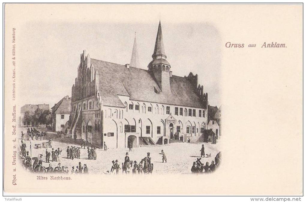 Gruss Aus ANKLAM Altes Rathaus Belebt Ungeteilte Rückseite, Also Um 1905 Oder Früher Ungelaufen TOP-Erhaltung - Anklam