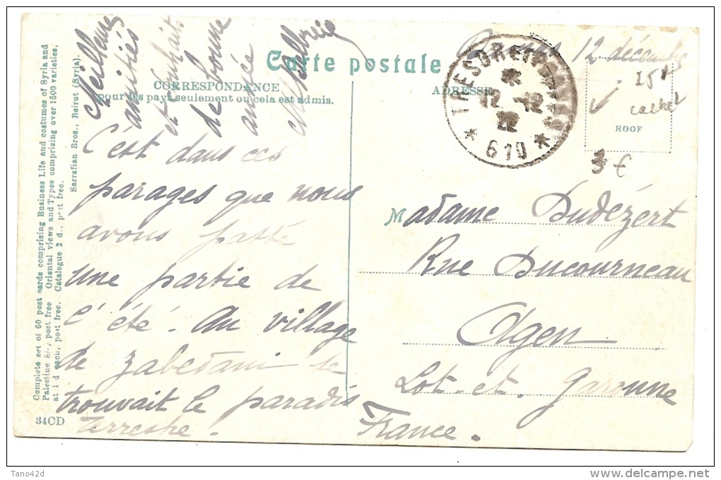 LPU13/B - LEVANT CPA OBL. TRESOR ET POSTES SECTEUR 610 12/12/1922 - Cartas & Documentos