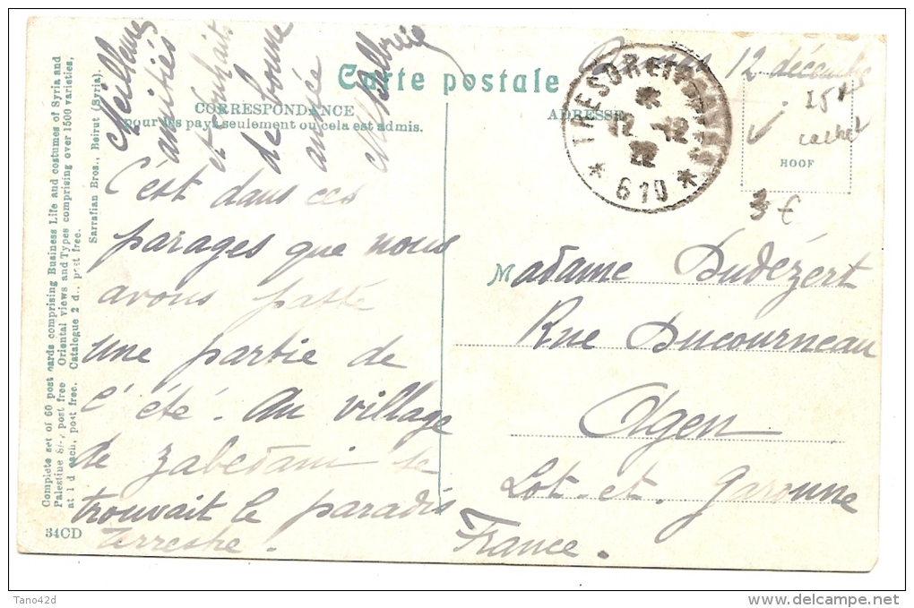 LPU13/B - LEVANT CPA OBL. TRESOR ET POSTES SECTEUR 610 12/12/1922 - Lettres & Documents