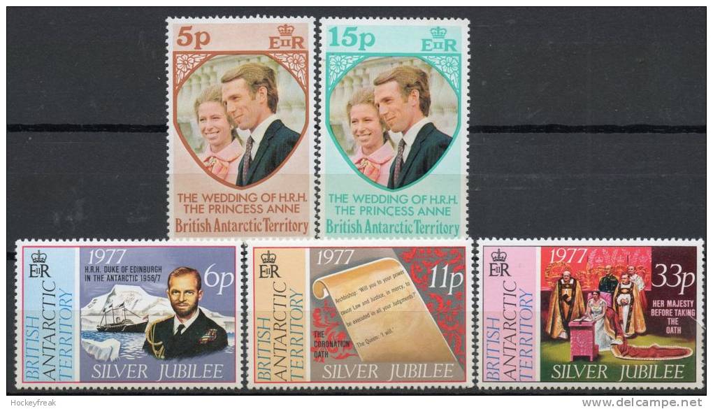 British Antarctic Territory 1973-1977 - Royal Wedding & Silver Jubilee SG59-60 & 83-85 MNH Cat £3.60 SG2015 - Otros & Sin Clasificación