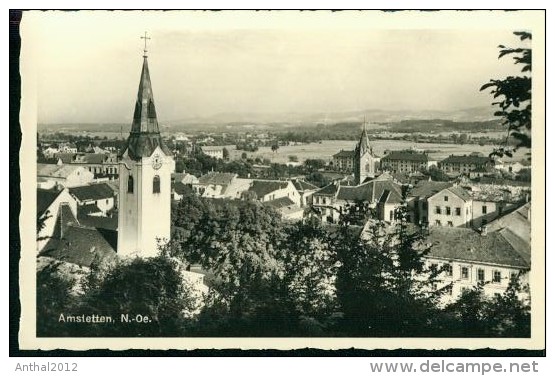 Amstetten NÖ Kirche Wohnhäuser Panorama Sw Gezackt 50er - Amstetten