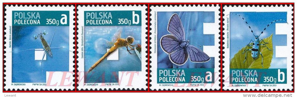 POLAND - 2013.08.16. Stamp Economic Circulation And Priority For Registered Items 350 G (4) - 4v Insects MNH - Unused Stamps