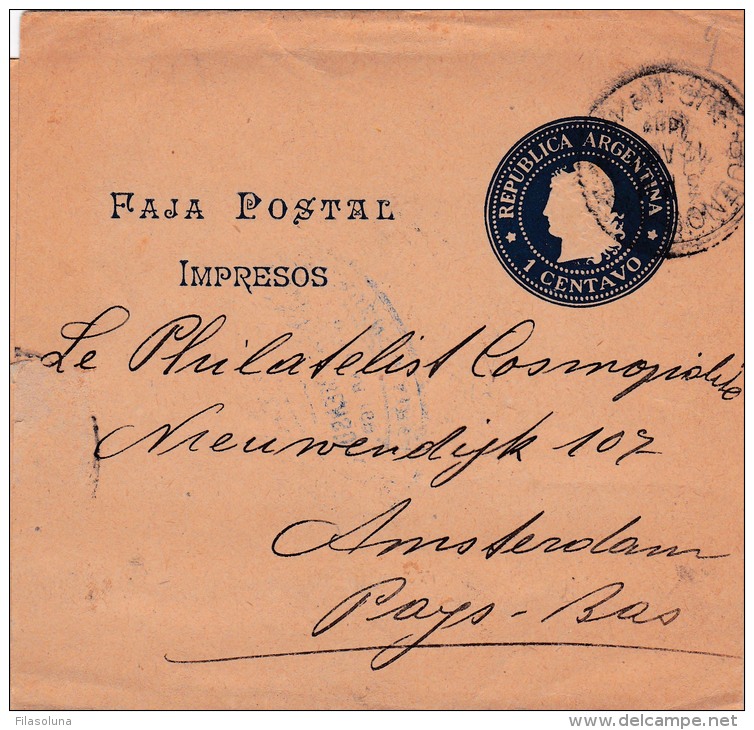 00458 Faja Postal Buenos Aires A Amsterdan - Buenos Aires (1858-1864)