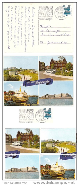 AK OSTSEEBAD Heiligenhafen Mehrbildkarte 4 Bilder -5. 8. 77 - 17 2447 HEILIGENHAFEN Ma Werbestempel HEILIGENHAFEN OSTSEE - Heiligenhafen