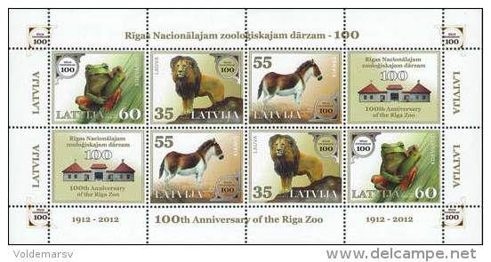 Latvia 2012 Mih. 831/33 Fauna. Riga Zoo. Lion. Horse. Frog (M/S) MNH ** - Latvia