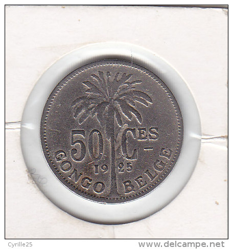 Congo-Belge 50 Centimes Cu-Ni Albert I 1925 - 1910-1934: Albert I
