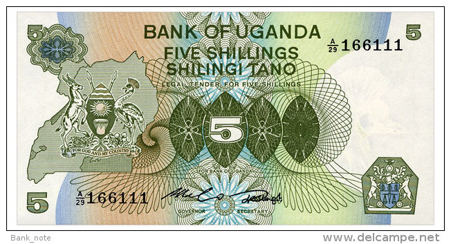 UGANDA 5 SHILLINGS ND(1982) Pick 15 Unc - Oeganda