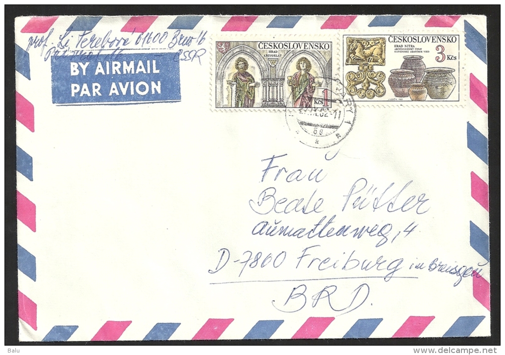 CSSR Ceskoslovensko 1982 Airmail Brief Nach Deutschland Mit Michel Nr. 2672, 2674 Y&T N° 2492 2494 Scott 2416 2418 - Storia Postale