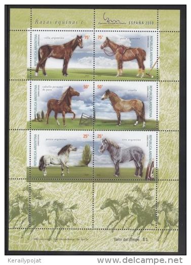 Argentina - 2000 Horses Kleinbogen MNH__(THB-1772) - Blokken & Velletjes