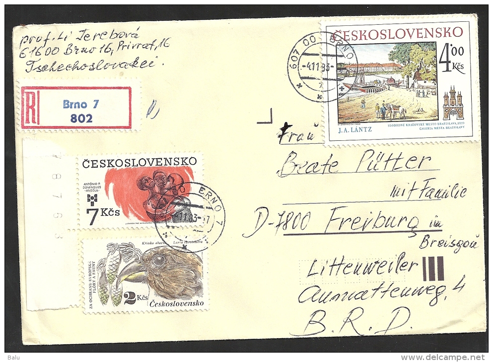 CSSR Ceskoslovensko Czechoslovakia 1983 Einschreiben-Brief R Brno Mi 2587, 2713, 2726 Yv 2413 2532 2545 Sc 2332 - Lettres & Documents