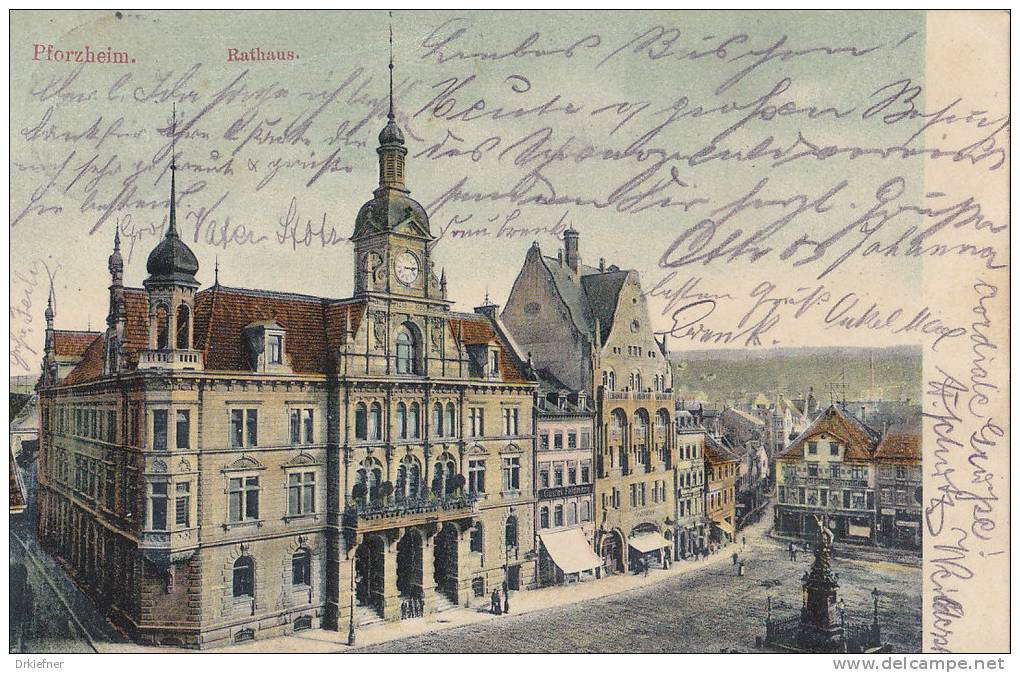 PFORZHEIM, Rathaus, Stempel: Pforzheim 10.6.1907 Nach Holzminden - Pforzheim