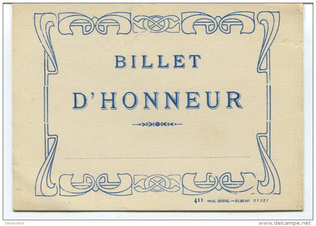 Billet D'Honneur - Imp. Paul Duval à Elbeuf - Diplomi E Pagelle