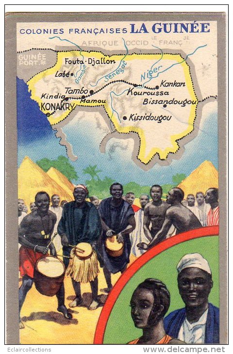 Afrique Noire  Guinée    Carte Géographique  Editions Du Lion Noir  (voir Scan) - Guinea