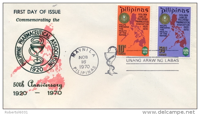 Philippines 1970 FDC 50th Anniversary Of Pharmaceutical Association - Farmacia