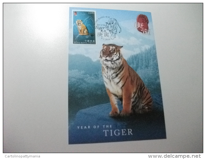 CARTOLINA MAXIMUM HONG KONG  CHINA  CINA  YEAR OF THE TIGER BLU - Tijgers