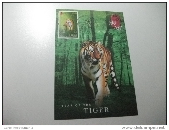 CARTOLINA MAXIMUM HONG KONG  CHINA  CINA  YEAR OF THE TIGER VERDE - Tiger